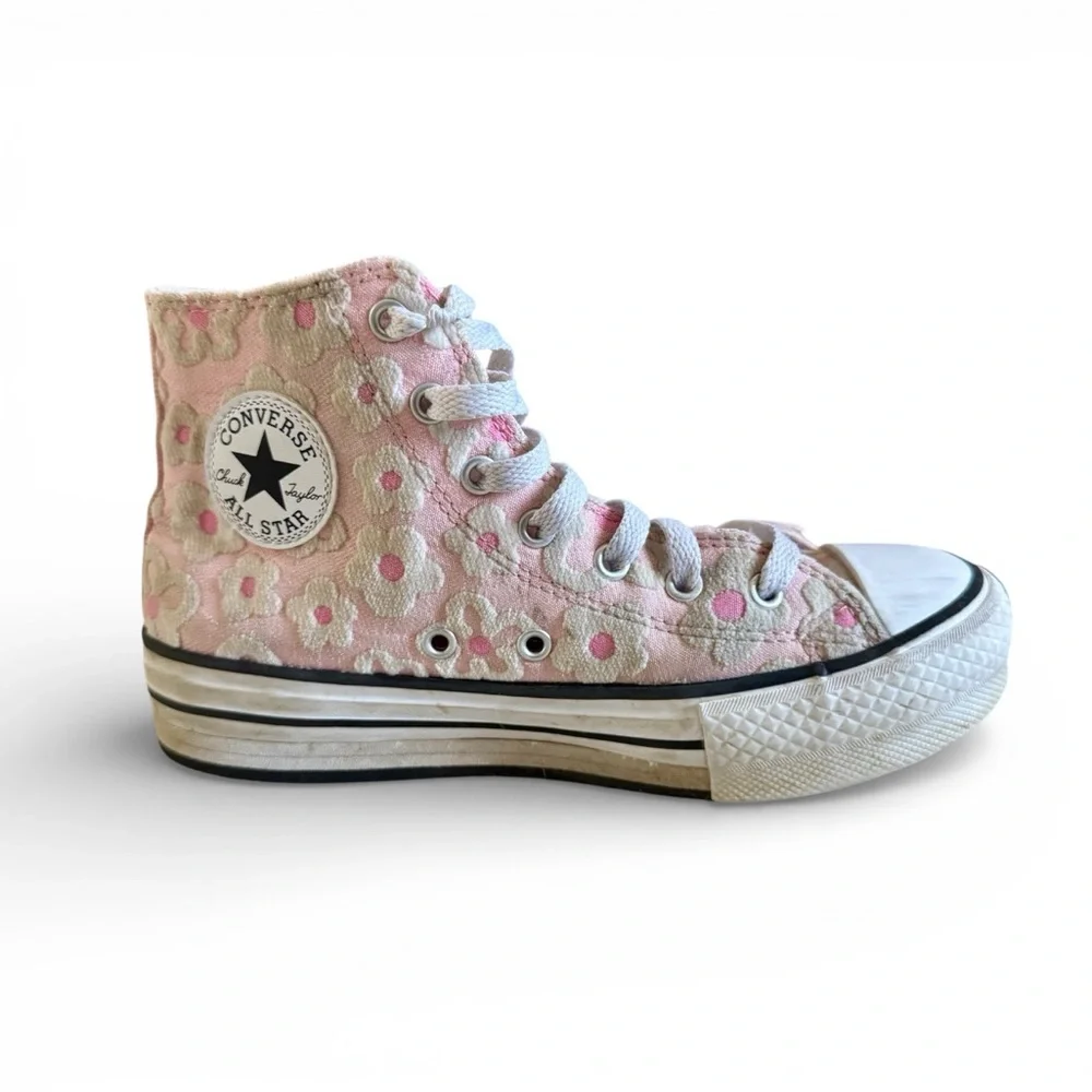Converse Chuck Taylor All Star High Top Sneakers Pink Floral Girls Size 3